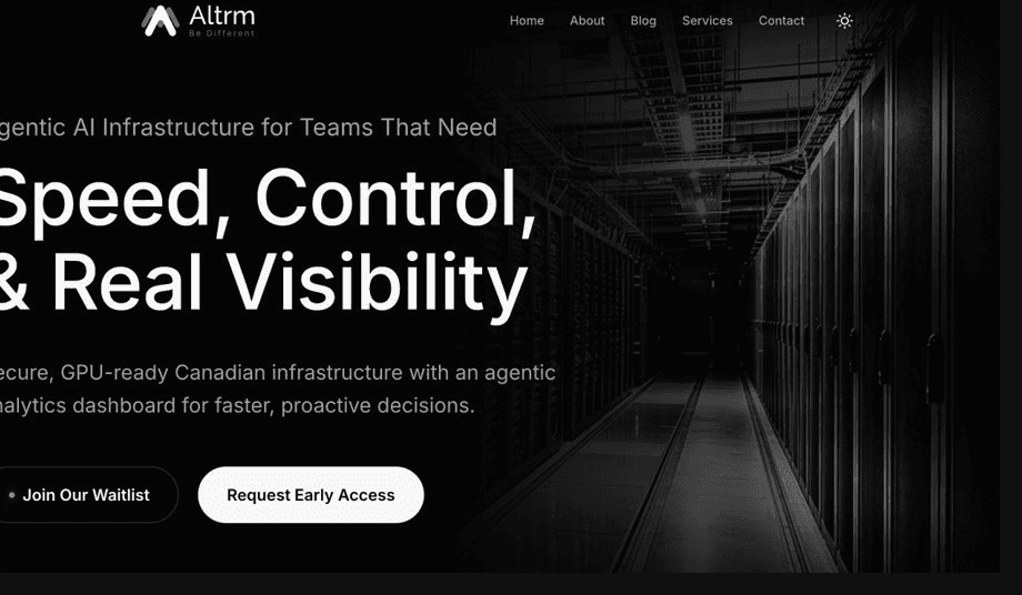 Altrm infrastructure page showing software and hosting presented as one system.