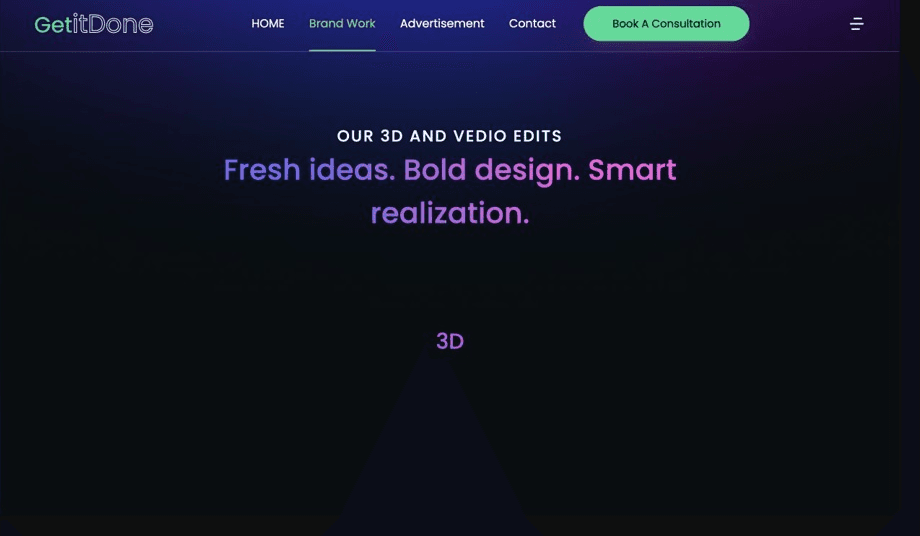 GetItDone brand work section shown as a separate mode for identity projects.